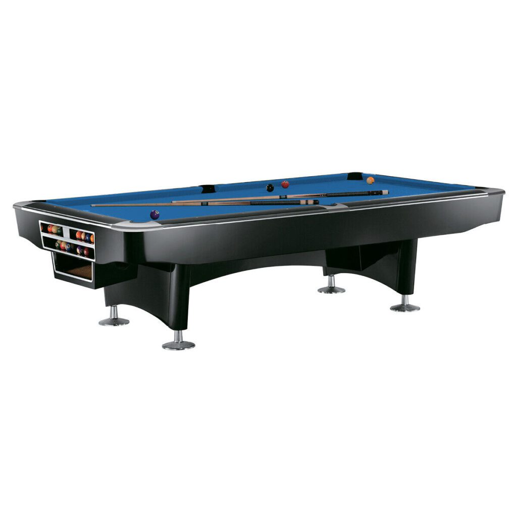 Vue d'ensemble élégante d'une table de billard américaine noire de style professionnel